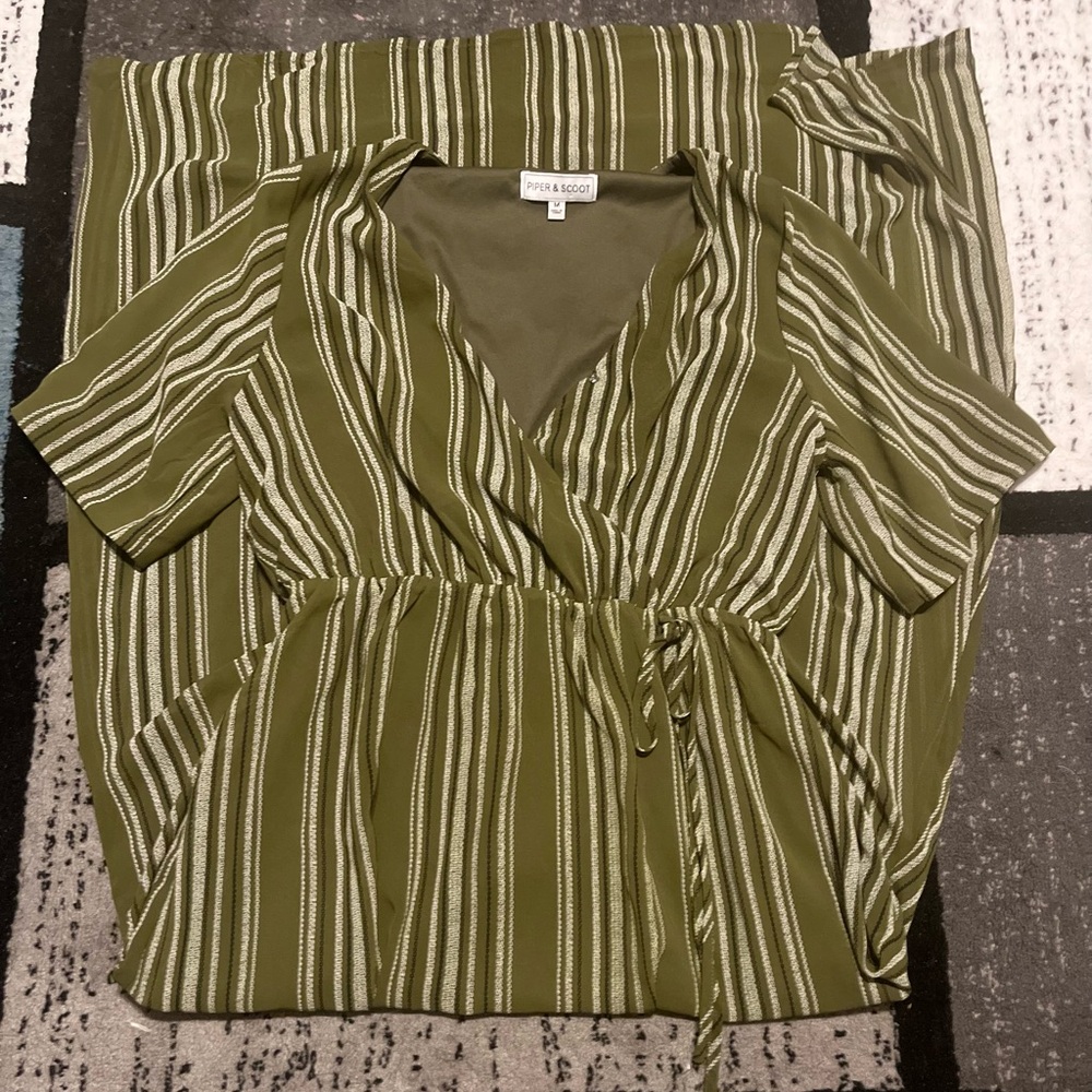 Piper & Scoot Olive Striped Maxi Dress